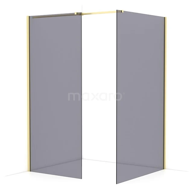 Diamond Walk-in shower | 120x90 cm Light gold Smoke glass 2 fixed walls IDB0912311LG