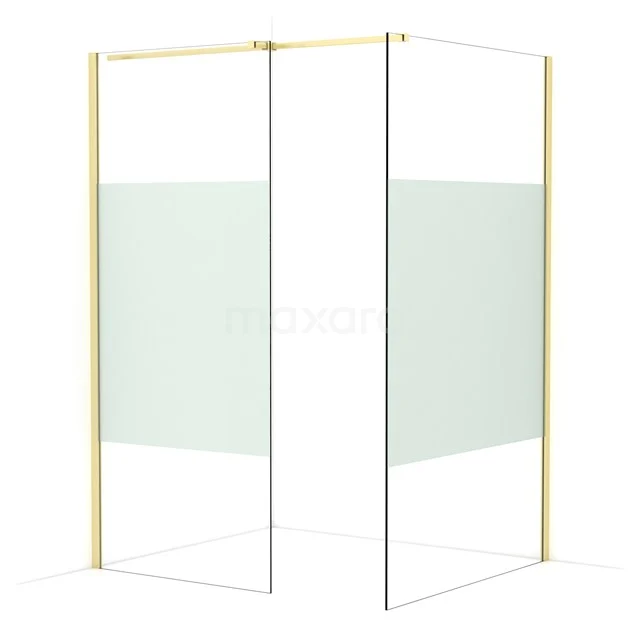 Diamond Walk-in shower | 120x90 cm Light gold Clear with matt strip 2 fixed walls IDB0912313LG