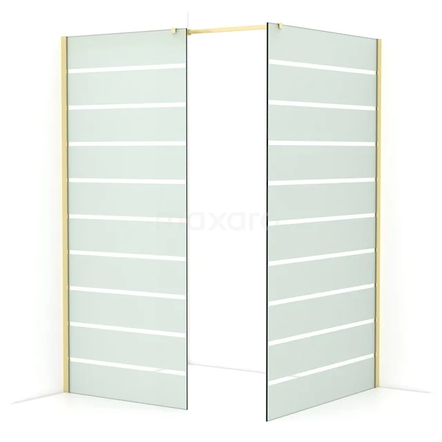 Diamond Walk-in shower | 120x90 cm Light gold Clear with matt stripes 2 fixed walls IDB0912316LG