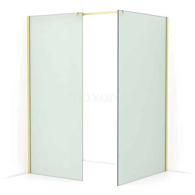 Diamond Walk-in shower | 120x90 cm Light gold Frosted glass 2 fixed walls IDB0912317LG