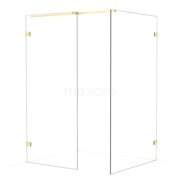 Diamond Walk-in shower | 120x90 cm Light gold Clear glass 2 fixed walls IDB0912320LG