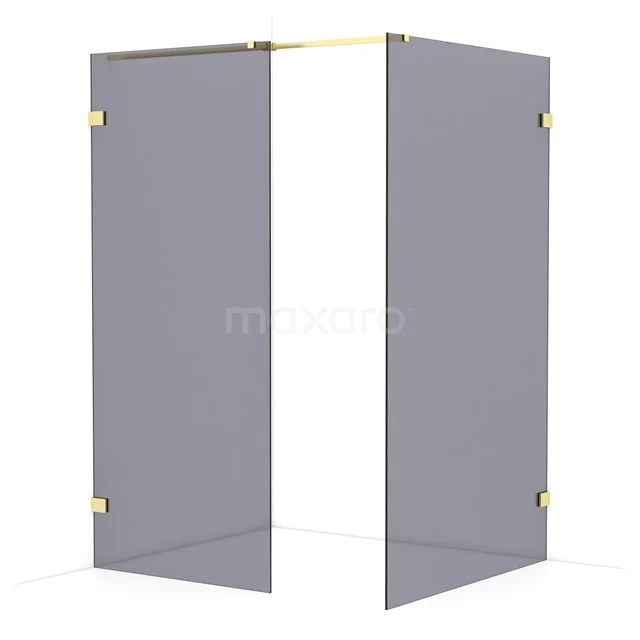 Diamond Walk-in shower | 120x90 cm Light gold Smoke glass 2 fixed walls IDB0912321LG