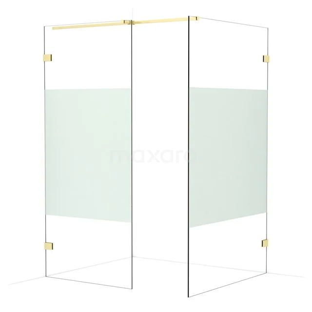 Diamond Walk-in shower | 120x90 cm Light gold Clear with matt strip 2 fixed walls IDB0912323LG