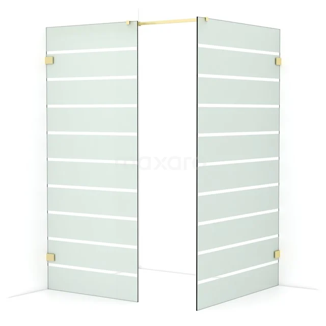 Diamond Walk-in shower | 120x90 cm Light gold Clear with matt stripes 2 fixed walls IDB0912326LG