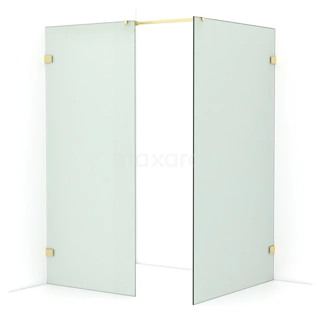 Diamond Walk-in shower | 120x90 cm Light gold Frosted glass 2 fixed walls IDB0912327LG