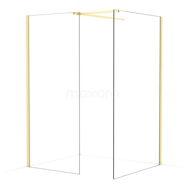 Diamond Walk-in shower | 120x90 cm Light gold Clear glass 2 fixed walls IDB0912510LG