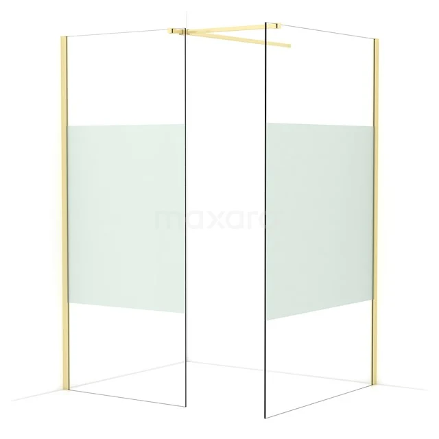 Diamond Walk-in shower | 120x90 cm Light gold Clear with matt strip 2 fixed walls IDB0912513LG