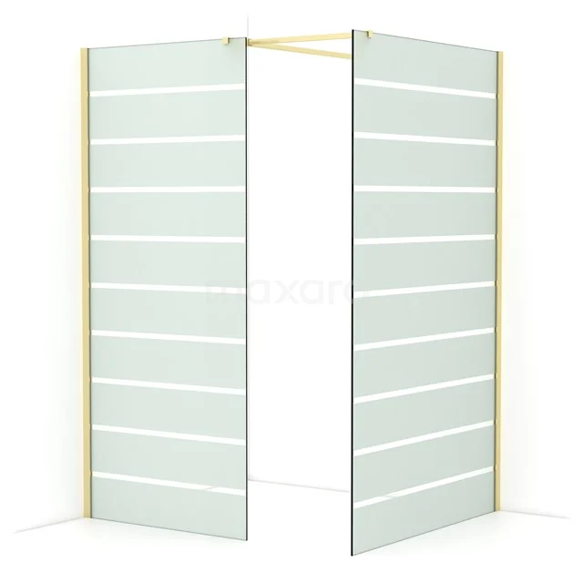 Diamond Walk-in shower | 120x90 cm Light gold Clear with matt stripes 2 fixed walls IDB0912516LG