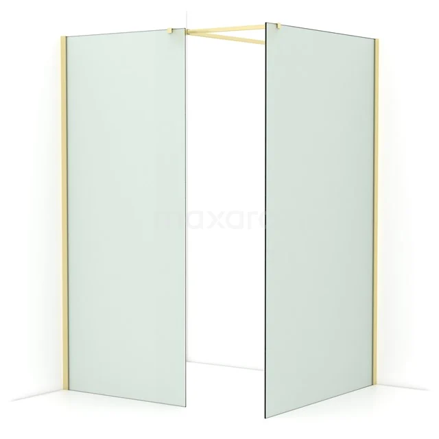 Diamond Walk-in shower | 120x90 cm Light gold Frosted glass 2 fixed walls IDB0912517LG