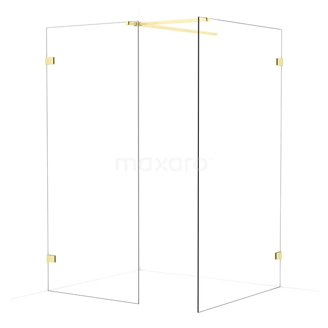 Diamond Walk-in shower | 120x90 cm Light gold Clear glass 2 fixed walls IDB0912520LG