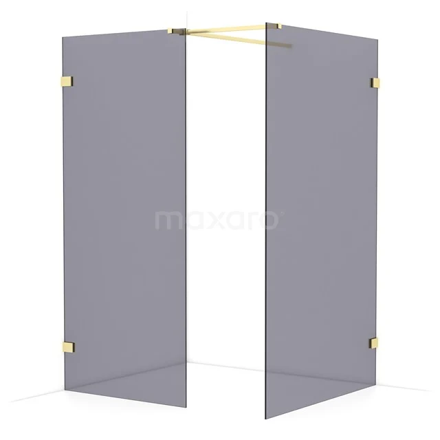 Diamond Walk-in shower | 120x90 cm Light gold Smoke glass 2 fixed walls IDB0912521LG