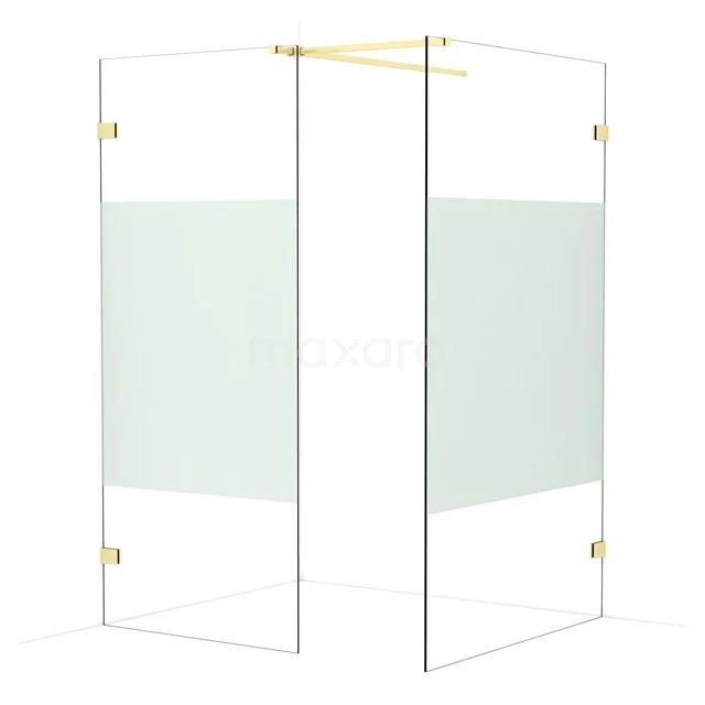 Diamond Walk-in shower | 120x90 cm Light gold Clear with matt strip 2 fixed walls IDB0912523LG