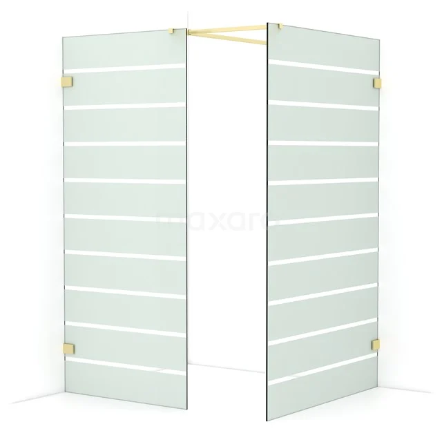 Diamond Walk-in shower | 120x90 cm Light gold Clear with matt stripes 2 fixed walls IDB0912526LG