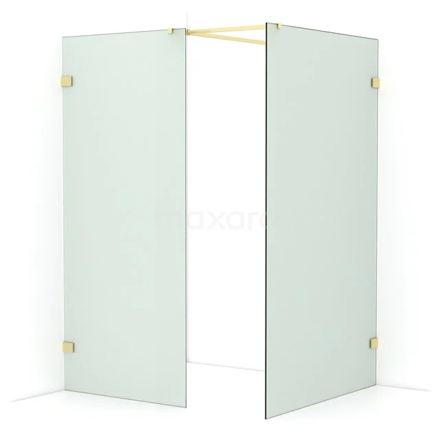 Diamond Walk-in shower | 120x90 cm Light gold Frosted glass 2 fixed walls IDB0912527LG
