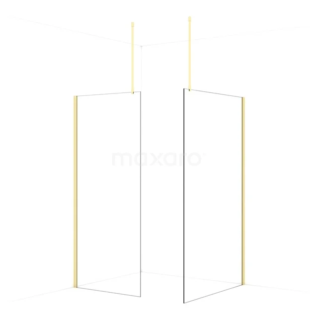 Diamond Walk-in shower | 120x90 cm Light gold Clear glass 2 fixed walls IDB0912910LG