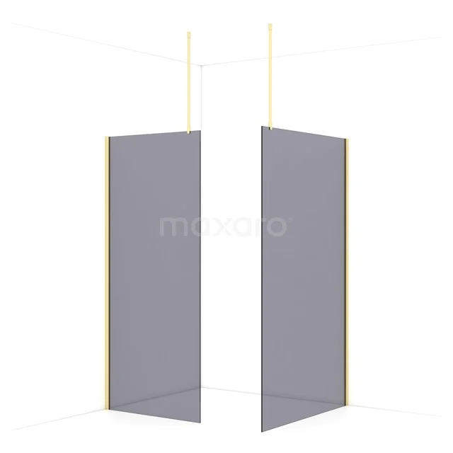 Diamond Walk-in shower | 120x90 cm Light gold Smoke glass 2 fixed walls IDB0912911LG
