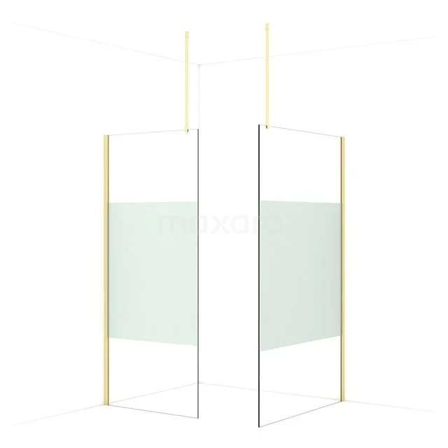 Diamond Walk-in shower | 120x90 cm Light gold Clear with matt strip 2 fixed walls IDB0912913LG