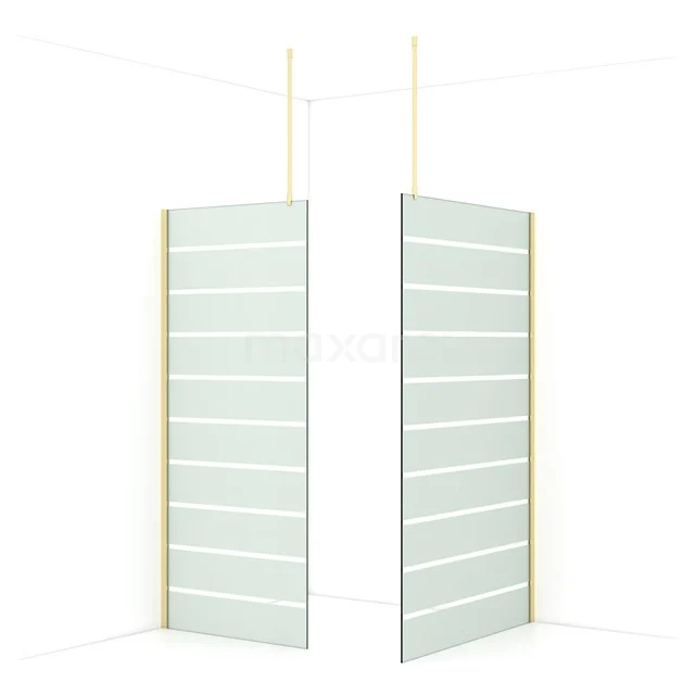 Diamond Walk-in shower | 120x90 cm Light gold Clear with matt stripes 2 fixed walls IDB0912916LG
