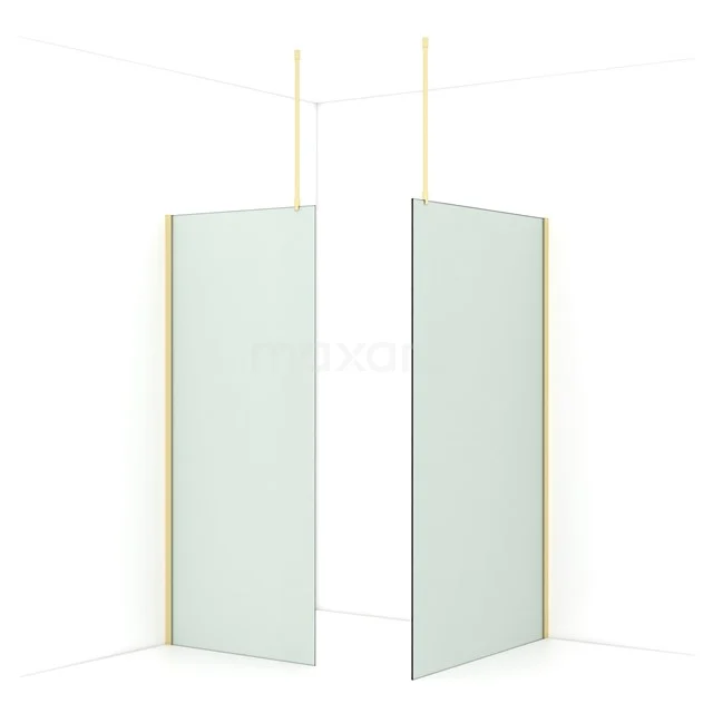 Diamond Walk-in shower | 120x90 cm Light gold Frosted glass 2 fixed walls IDB0912917LG