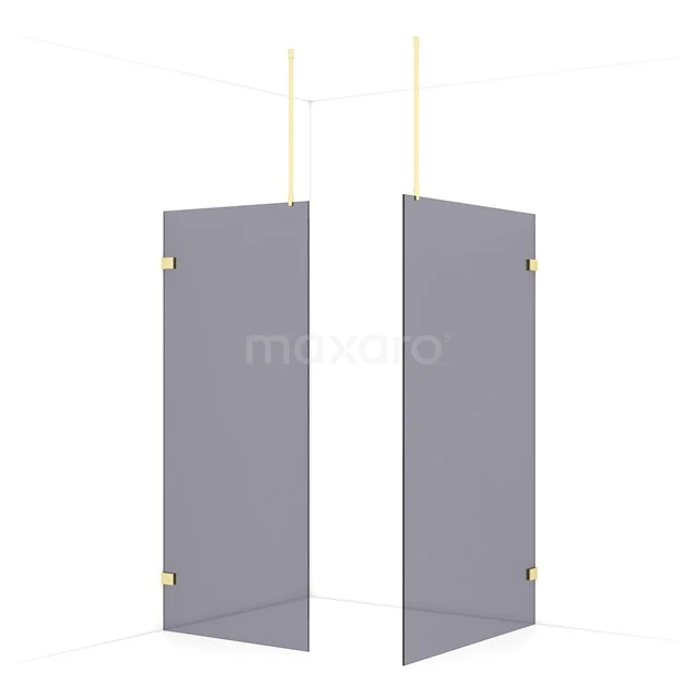 Diamond Walk-in shower | 120x90 cm Light gold Smoke glass 2 fixed walls IDB0912921LG