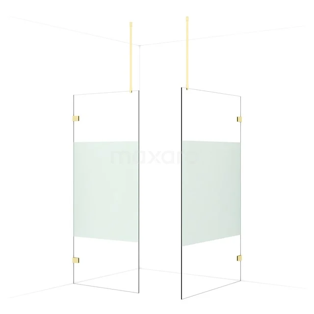Diamond Walk-in shower | 120x90 cm Light gold Clear with matt strip 2 fixed walls IDB0912923LG