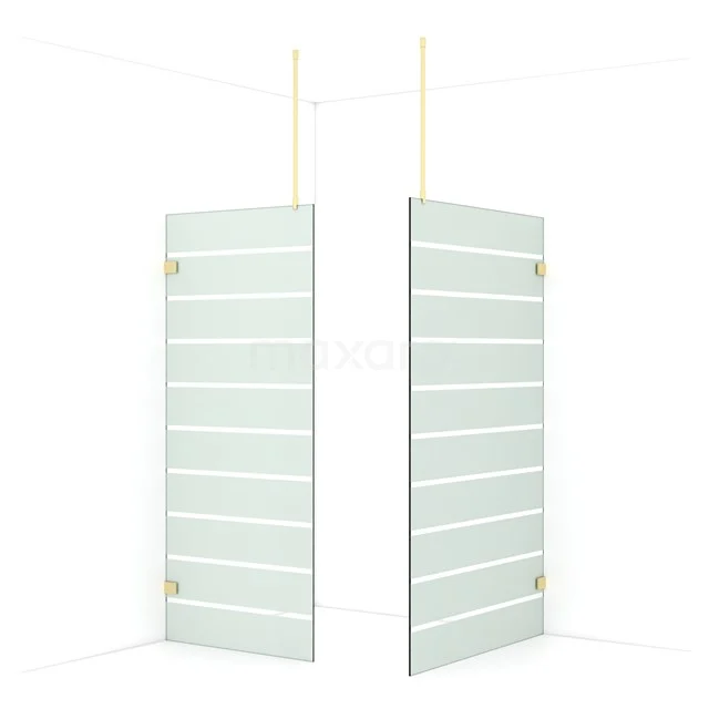 Diamond Walk-in shower | 120x90 cm Light gold Clear with matt stripes 2 fixed walls IDB0912926LG