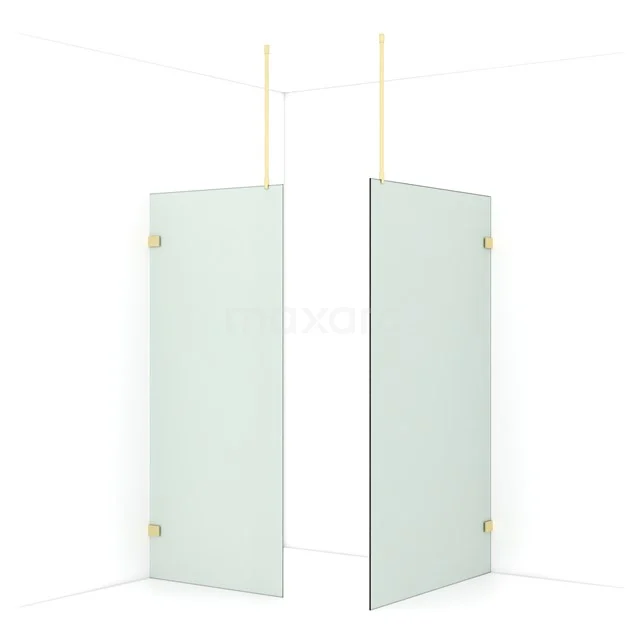 Diamond Walk-in shower | 120x90 cm Light gold Frosted glass 2 fixed walls IDB0912927LG