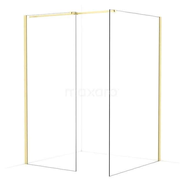 Diamond Walk-in shower | 130x90 cm Light gold Clear glass 2 fixed walls IDB0913310LG