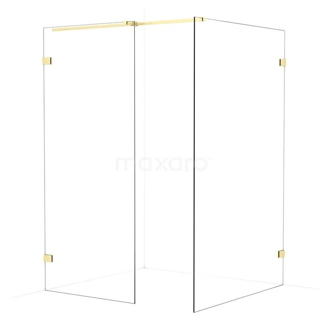 Diamond Walk-in shower | 130x90 cm Light gold Clear glass 2 fixed walls IDB0913320LG