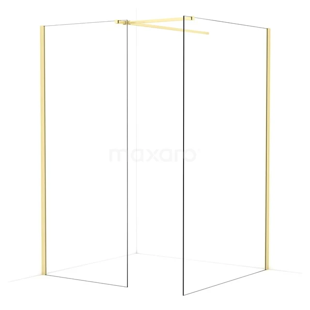 Diamond Walk-in shower | 130x90 cm Light gold Clear glass 2 fixed walls IDB0913510LG