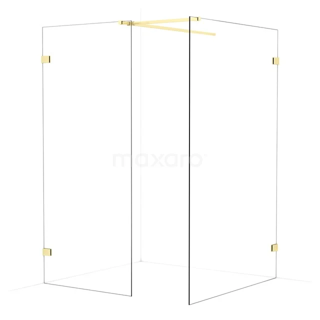 Diamond Walk-in shower | 130x90 cm Light gold Clear glass 2 fixed walls IDB0913520LG