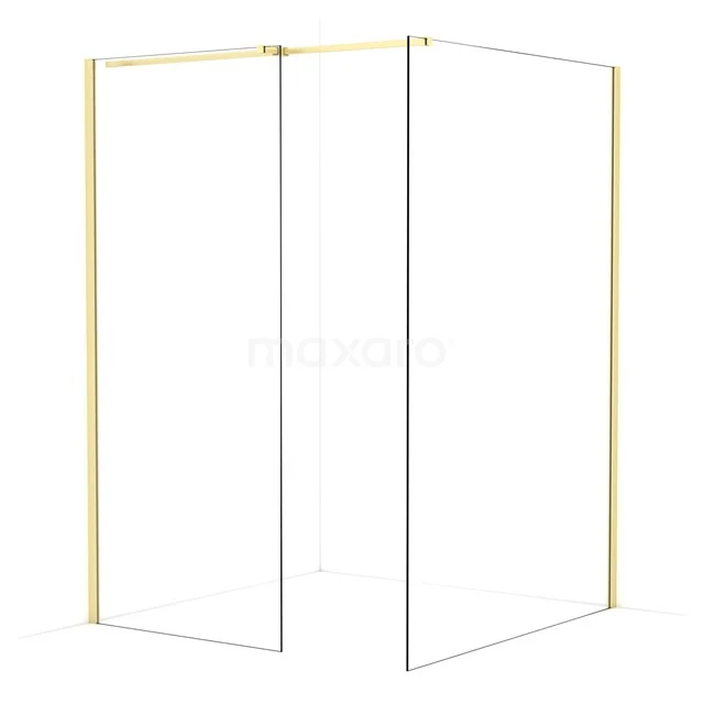 Diamond Walk-in shower | 140x90 cm Light gold Clear glass 2 fixed walls IDB0914310LG