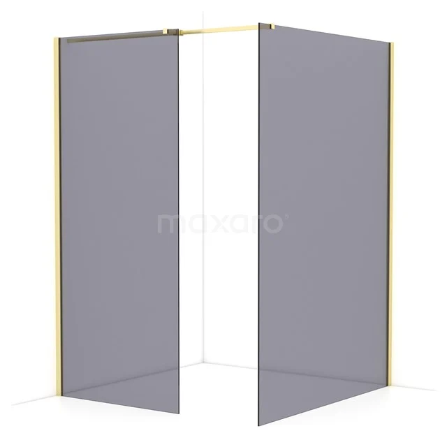 Diamond Walk-in shower | 140x90 cm Light gold Smoke glass 2 fixed walls IDB0914311LG
