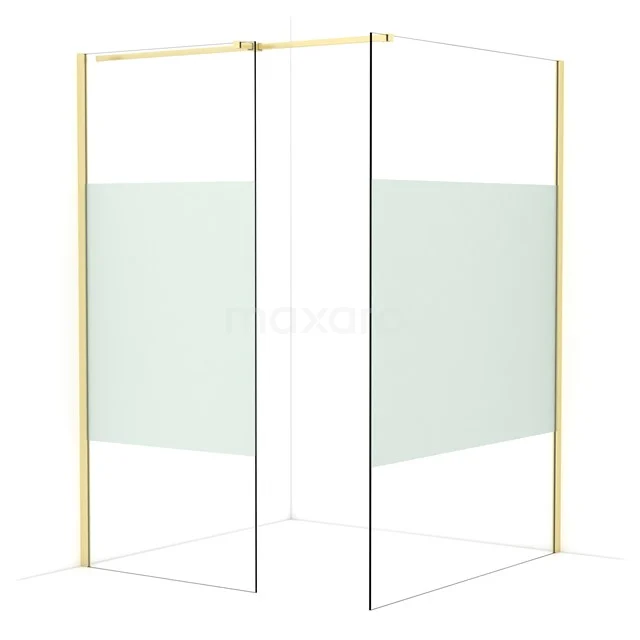 Diamond Walk-in shower | 140x90 cm Light gold Clear with matt strip 2 fixed walls IDB0914313LG