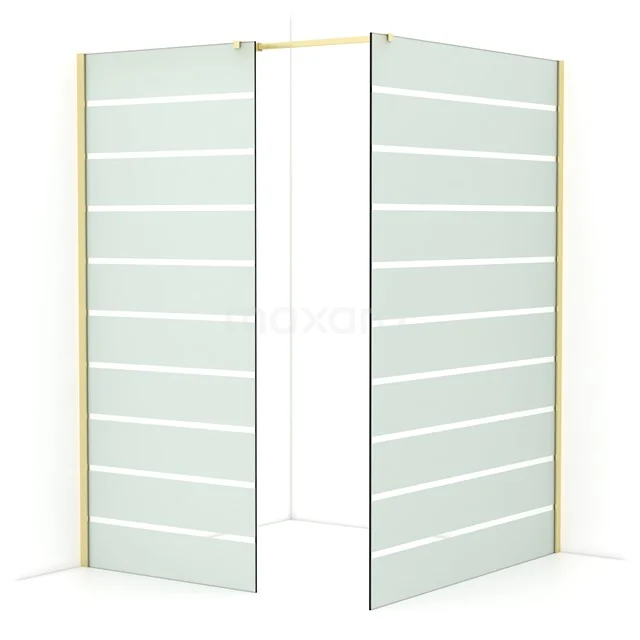 Diamond Walk-in shower | 140x90 cm Light gold Clear with matt stripes 2 fixed walls IDB0914316LG