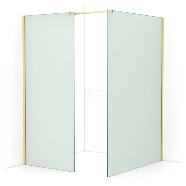Diamond Walk-in shower | 140x90 cm Light gold Frosted glass 2 fixed walls IDB0914317LG
