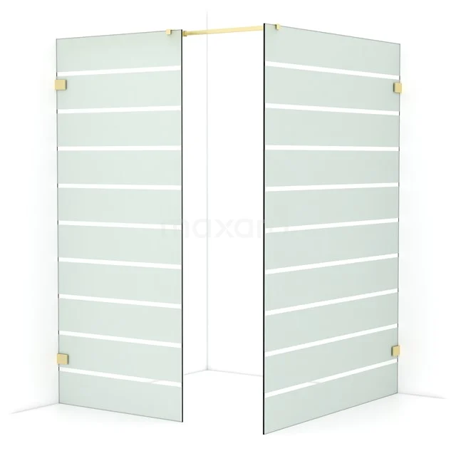 Diamond Walk-in shower | 140x90 cm Light gold Clear with matt stripes 2 fixed walls IDB0914326LG