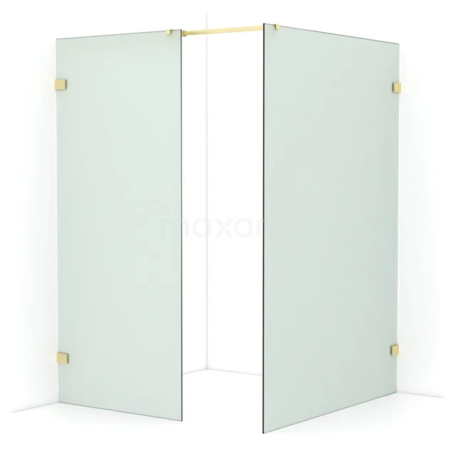 Diamond Walk-in shower | 140x90 cm Light gold Frosted glass 2 fixed walls IDB0914327LG
