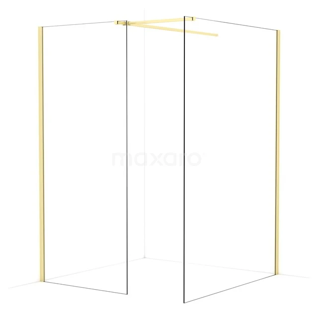 Diamond Walk-in shower | 140x90 cm Light gold Clear glass 2 fixed walls IDB0914510LG