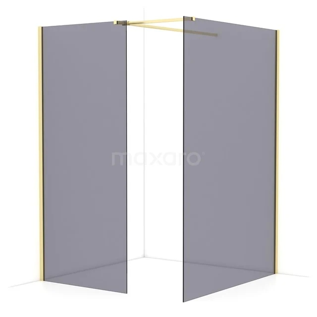 Diamond Walk-in shower | 140x90 cm Light gold Smoke glass 2 fixed walls IDB0914511LG