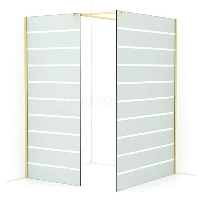 Diamond Walk-in shower | 140x90 cm Light gold Clear with matt stripes 2 fixed walls IDB0914516LG