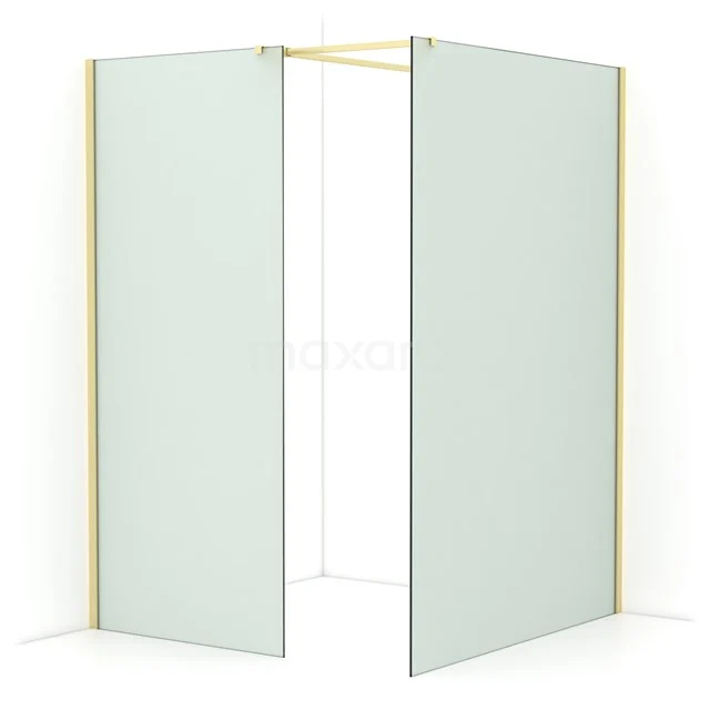 Diamond Walk-in shower | 140x90 cm Light gold Frosted glass 2 fixed walls IDB0914517LG