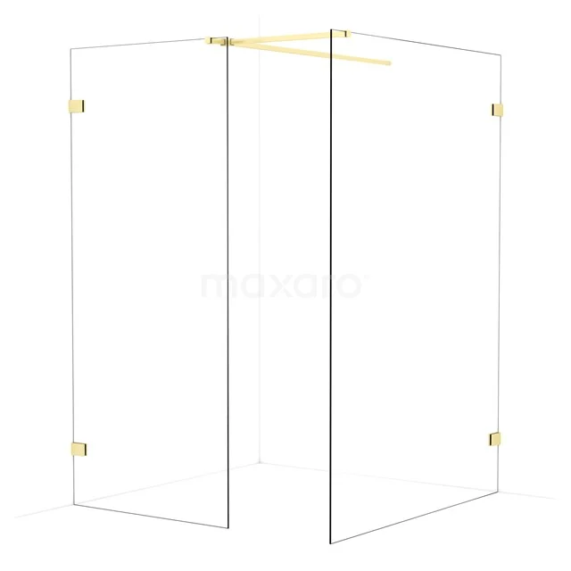 Diamond Walk-in shower | 140x90 cm Light gold Clear glass 2 fixed walls IDB0914520LG