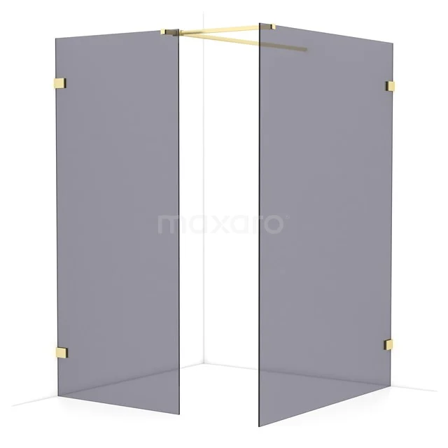Diamond Walk-in shower | 140x90 cm Light gold Smoke glass 2 fixed walls IDB0914521LG