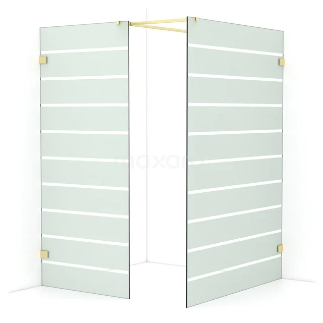 Diamond Walk-in shower | 140x90 cm Light gold Clear with matt stripes 2 fixed walls IDB0914526LG