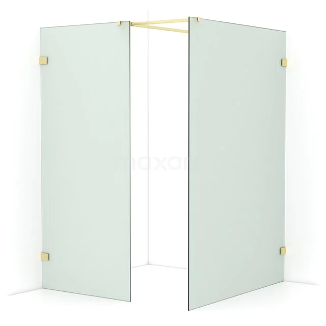 Diamond Walk-in shower | 140x90 cm Light gold Frosted glass 2 fixed walls IDB0914527LG