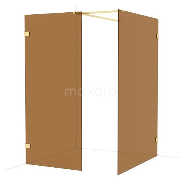 Diamond Walk-in shower | 140x90 cm Light gold Bronze glass 2 fixed walls IDB0914529LG Diamond Walk-in shower | 140x90 cm Light gold Bronze glass 2 fixed walls IDB0914529LG