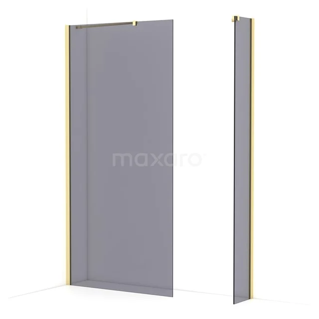 Diamond Walk-in shower | 100x30 cm Light gold Smoke glass 2 fixed walls IDB1003411LG