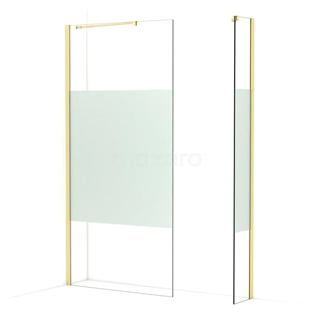 Diamond Walk-in shower | 100x30 cm Light gold Clear with matt strip 2 fixed walls IDB1003413LG