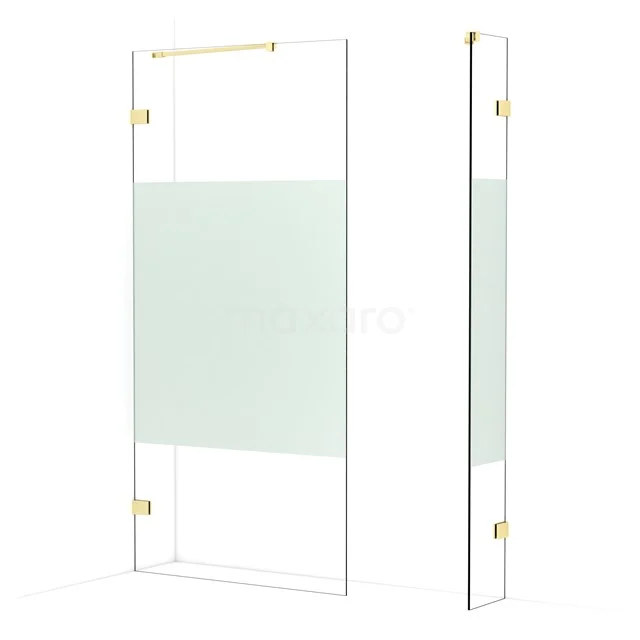 Diamond Walk-in shower | 100x30 cm Light gold Clear with matt strip 2 fixed walls IDB1003423LG